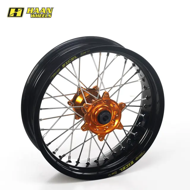 Haan Bakhjul 17x5.00 - KTM 790-1290, RU Sort Ring/Eiker, Oransje Nav/ Nippler 