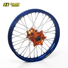 Haan Framhjul 21x1,60 - KTM/HQ- 22mm Bl&#229; Ring, Oransje Nav, Std Eiker/Nippler
