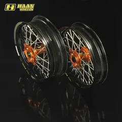 Haan Bakhjul 17x5.00 - KTM/Husaberg, RU Sort Ring/Eiker/Nippler,Oransje Nav, RU