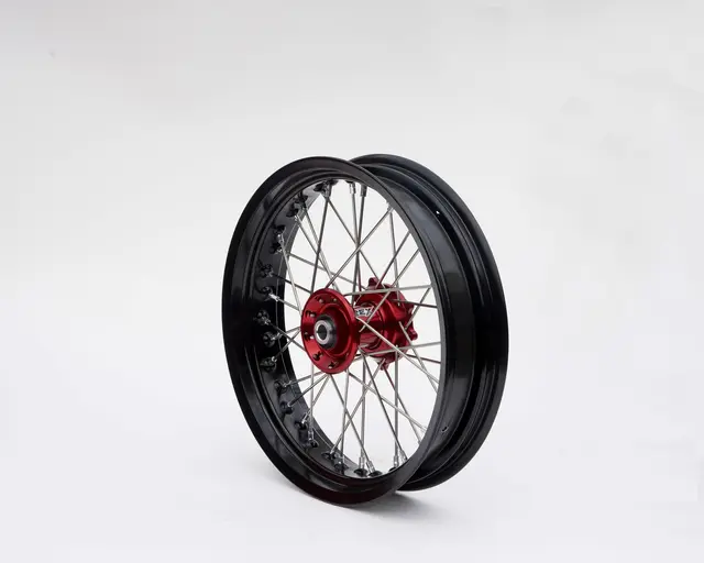 REX 19x2,15 Gas Gas Bakhjul - 22mm aksel Sort Felgring, Rødt Nav, MC/MC-F 2024-> 