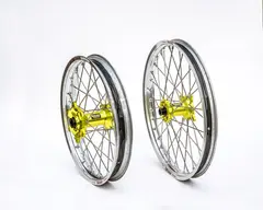 Haan Bakhjul 19x1,85- Triumph TF250X Sort Ring/Eiker/Nippler, Gult Nav