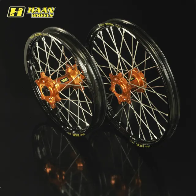 Haan Bakhjul 18x2,50 - KTM 790/890,+ RU Sort Ring, Oransje Nav, Rykkutjevner 