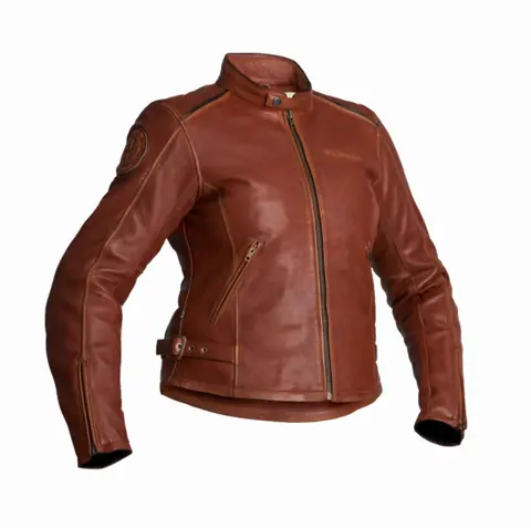 Halvarssons Nyvall MC-jakke til Dame Cognac-farget Geiteskinn