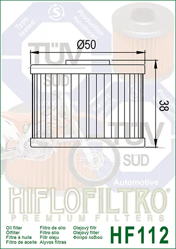 Hiflo HF112 Oljefilter Honda/Polaris Suzuki/Kawasaki/Gas Gas 
