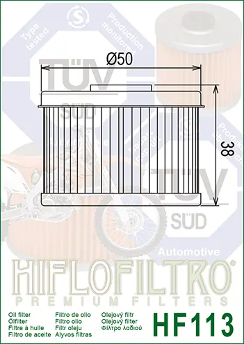 HiFlo HF113 Oljefilter Honda ATV/MC 