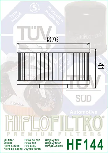 Hiflo HF144 Oljefilter Yamaha 