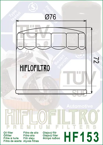 Hiflo HF153 Oljefilter Ducati/Bimota Cagiva/Gilera Scooter 