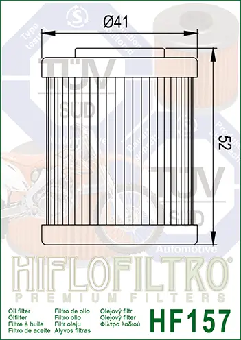 Hiflo HF157 Oljefilter Nr. 2 KTM/Polaris 
