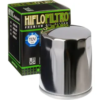 Hiflo HF170CS Oljefilter Chrome Harley Davidson XL883/1000/1200, FLHS/T, FXR/FXS