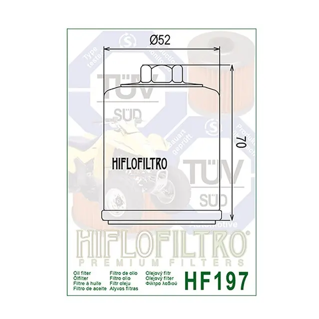 Hiflo HF197 Oljefilteer Aeon/Benelli/PGO Hyosong/Keeway/Polaris 