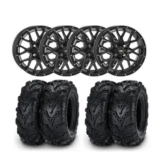 Hjulpakke 20 - Polaris 4x4 - 27&quot;/14&quot; ITP Mud Lite 2 E4, ITP Hurricane Sort