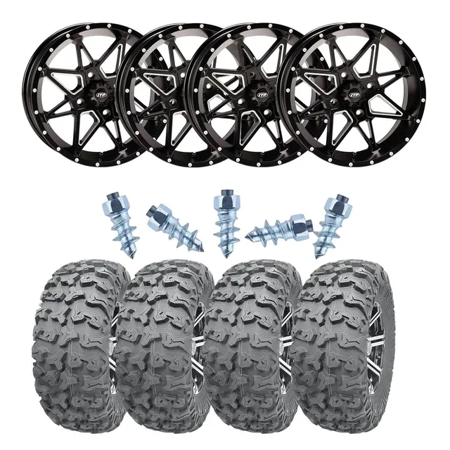 Pigghjulpakke 69 - Can-Am 4x4 - 28"/15'' Wanda P3036 E4, ITP Hurricane - Sort 