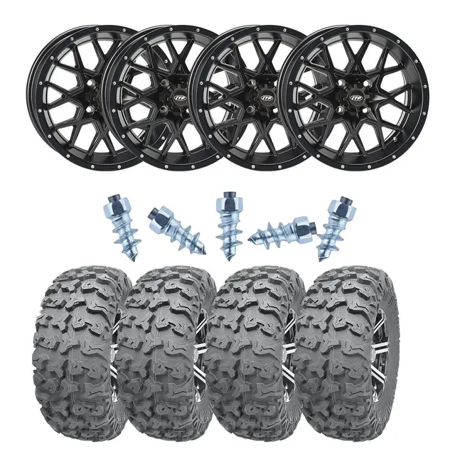 Pigghjulpakke 69 - Can-Am 4x4 - 28"/15'' Wanda P3036 E4, ITP Hurricane - Sort 