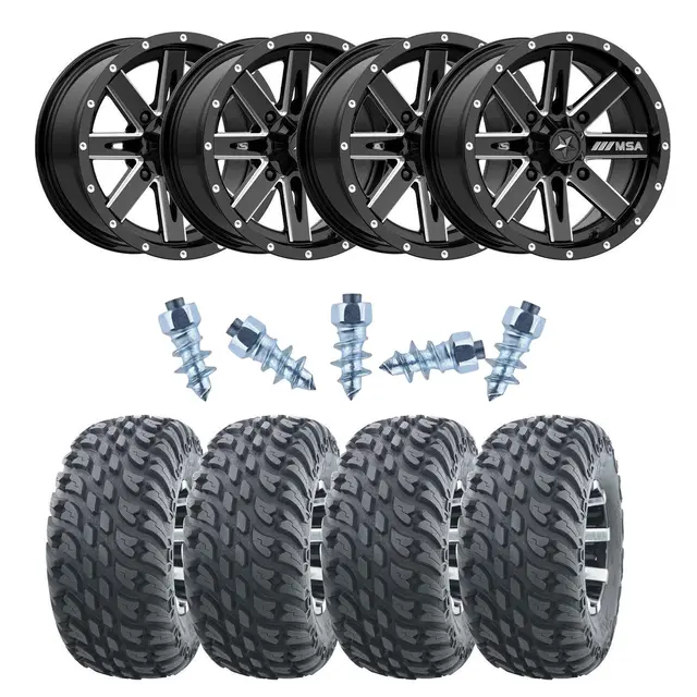 Pigghjulpakke 74 - Japanske 4x4 -26"/14" Wanda VS3020 Storm, MSA M41 Boxer- Sort 