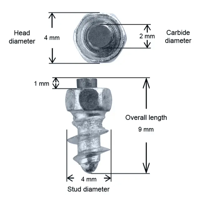 iGrip ST08 Skrupigg 9mm/2mm - 24 stk Skrupigg ATV, Bil, MC, Sko 