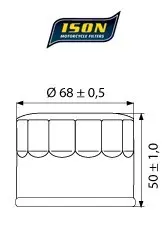 ISON 147 Oljefilter - Yamaha/Kymco FZS600,XP500,YFM660R,MXU,UXV 