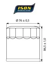 ISON 171 Premium Oljefilter - Buell/HD 883-1923cc, Sort 