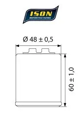 ISON 183 Oljefilter Polaris/Derbi/Aprili Polaris,Italjet,Malaguti,Peugeot,Piaggio 