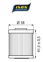 ISON 207 Oljefilter - Kawa/Suzuki/Beta KX250F,KX450F,RM-Z,RM-X,Evo,Rev 