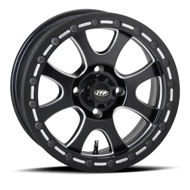 ITP Tsunami F+B - 15x7, 4/137 - 5+2 Matt Svart, Frest Aluminium, Beadlock 