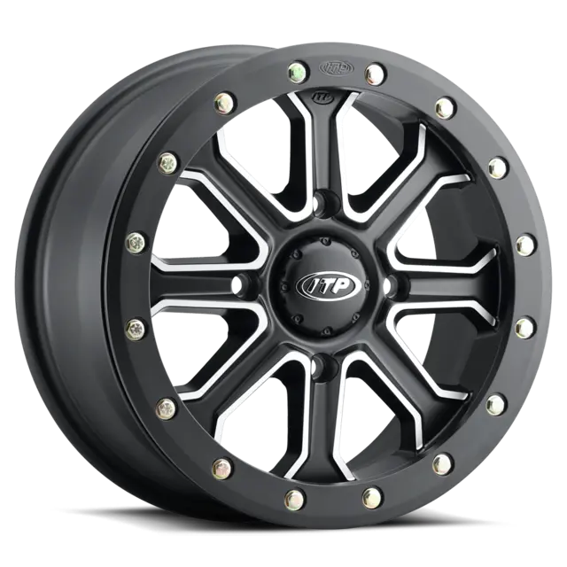 ITP Inertia - Polaris, 4/156 14x7 Svart Matt, Beadlock, Rock Armor, 14/15" 