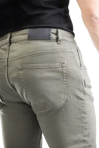 Ixon Flint Cordura Denim MC Bukse Khaki 1 lags Cordura Stretch Slim Fit