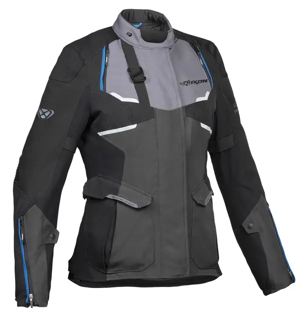 Ixon Eddas Damejakke Grå/blå/sort L Adventure Vanntett X-Dry Z-liner 