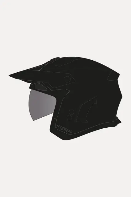 Jethwear Halvhjelm "Open Face" V2, L Sort, med solvisir 