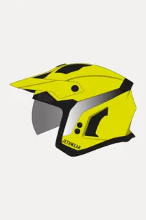 Jethwear Halvhjelm "Open Face" V2 Safety Yellow, med solvisir