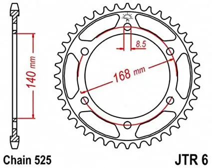 JT JTR6 Bakdrev 47T 525 BMW F800R 09-18 8.5mm, Hull 