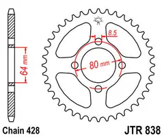 JT Bakdrev Yamaha YBR125/DT100 45 428 Kjede, St&#229;l