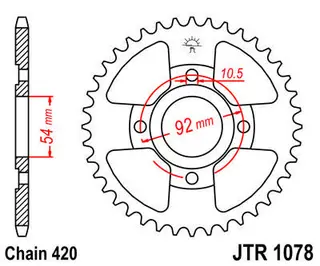 JT Bakdrev Yamaha TZR50 07-12 47 420 Kjede, St&#229;l