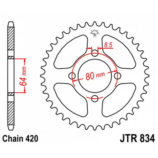 JT Bakdrev Yamaha TT-R90/110 35 420 Kjede, Stål 