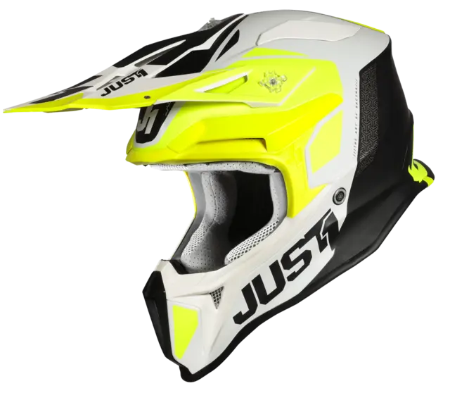 Just1 J18 Pulsar Crosshjelm - Gul/Hvit/Sort-Matt, L