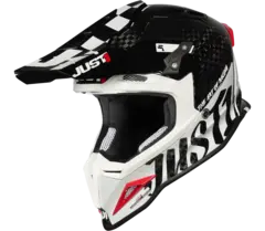 Just1 J12 Pro Crosshjelm - Racer, Hvit Car., XL Blank