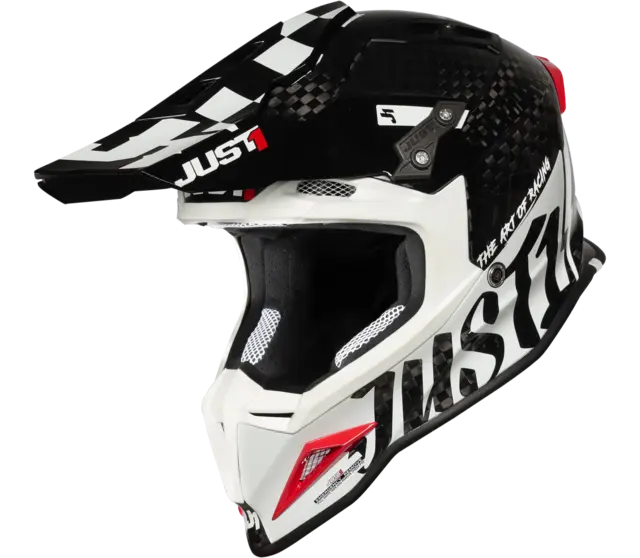 Just1 J12 Pro Crosshjelm - Racer, Hvit Car., XL