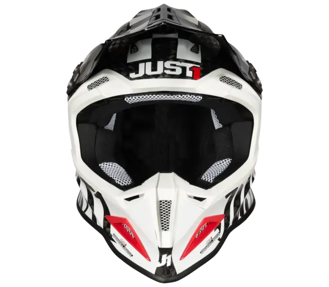 Just1 J12 Pro Crosshjelm - Racer, Hvit Car., XL