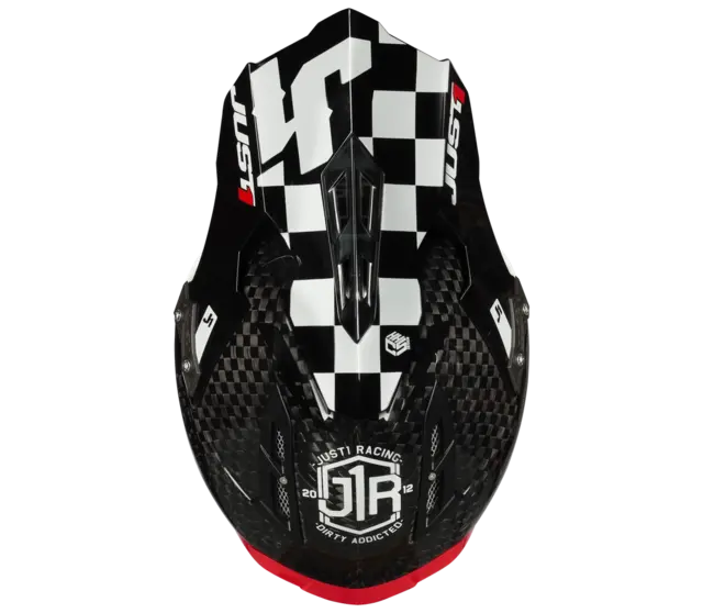 Just1 J12 Pro Crosshjelm - Racer, Hvit Car., XL