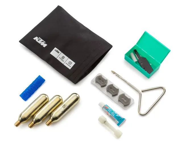 KTM Dekkreparasjonssett - Slangeløst Plugger, pluggverktøy, 3 x gasspatroner 