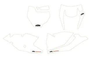 KTM Startnummer Bakgrunn - Hvit KTM SX 125-450 16-18, EXC 250-500 17-19