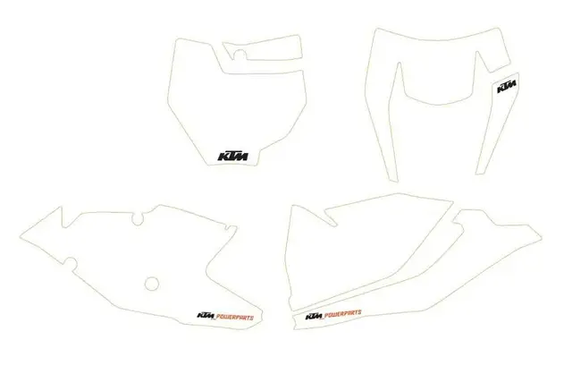 KTM Startnummer Bakgrunn - Hvit KTM SX 125-450 16-18, EXC 250-500 17-19 