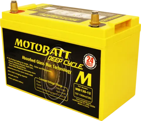 MotoBatt MB130-12, 12V Batteri 2-Polet, 130Ah, 330x171x220, AGM