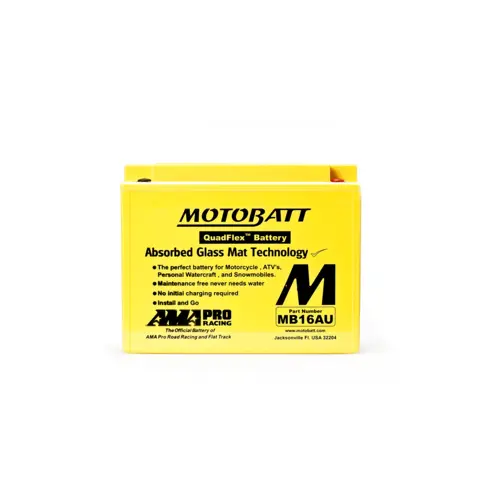 MotoBatt MB16AU 12V Batteri 2-Polet, 250CCA, 20.5Ah, 207x72x164, AGM