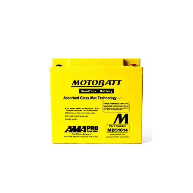 MotoBatt MB51814 12V Batteri 4-Polet, 220CCA, 22Ah, 183x80x170, AGM 