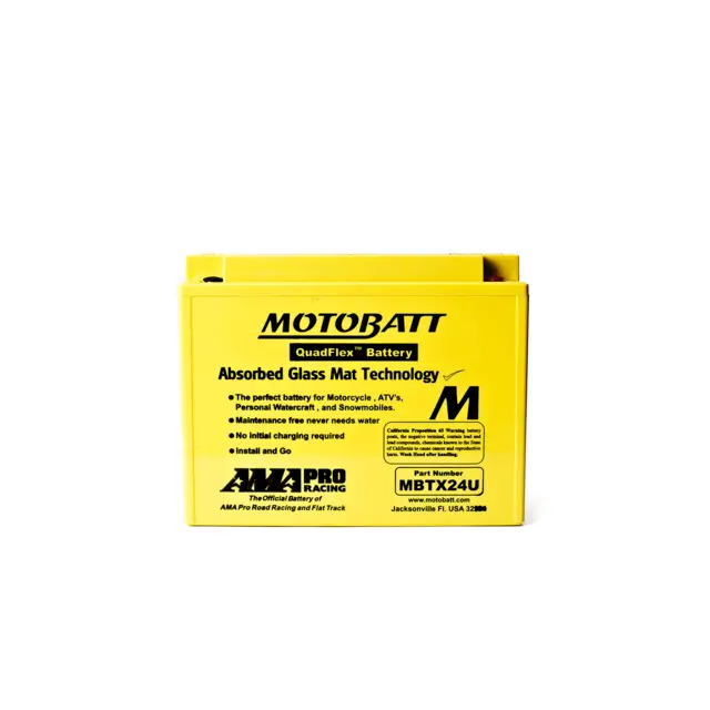 MotoBatt MBTX24U 12V Batteri 4-Polet, 350CCA, 25Ah, 205x87x162, AGM 