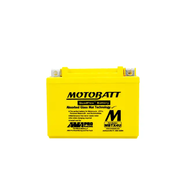 MotoBatt MBTX4U 12V Batteri 2-Polet, 70CCA, 4.7Ah, 114x70x87, AGM 