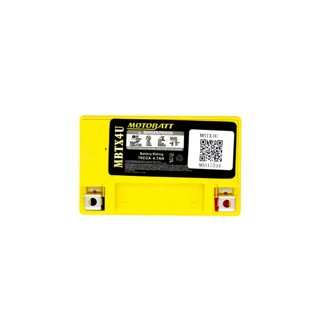 MotoBatt MBTX4U 12V Batteri 2-Polet, 70CCA, 4.7Ah, 114x70x87, AGM 