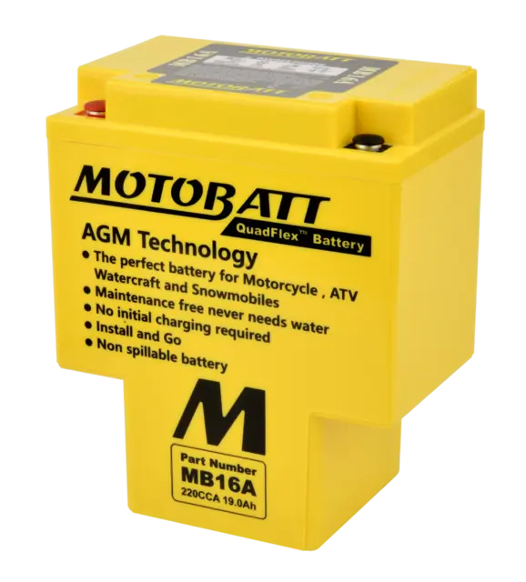 MotoBatt MB16A 12V Batteri 2-Polet, 220CCA, 19Ah, 151x91x181, AGM 