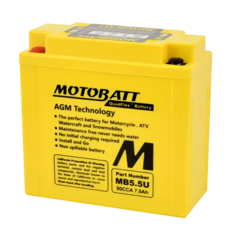 MotoBatt MB5.5U 12V Batteri 4-Polet, 90CCA, 7Ah, 135x60x130, AGM