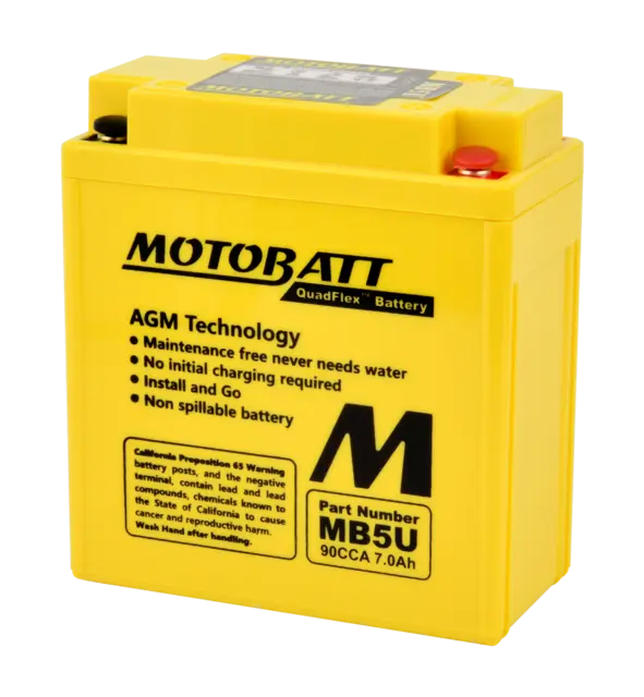MotoBatt MB5U 12V Batteri 4-Polet, 90CCA, 7Ah, 120x60x130, AGM 